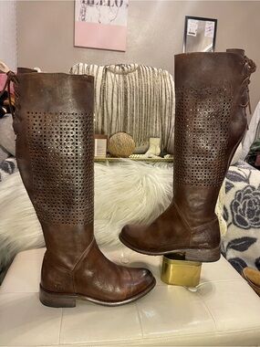 Bed|Stü LIKE NEW Cambridge Tall Leather Boot in Teak Rustic Blue MSRP$345